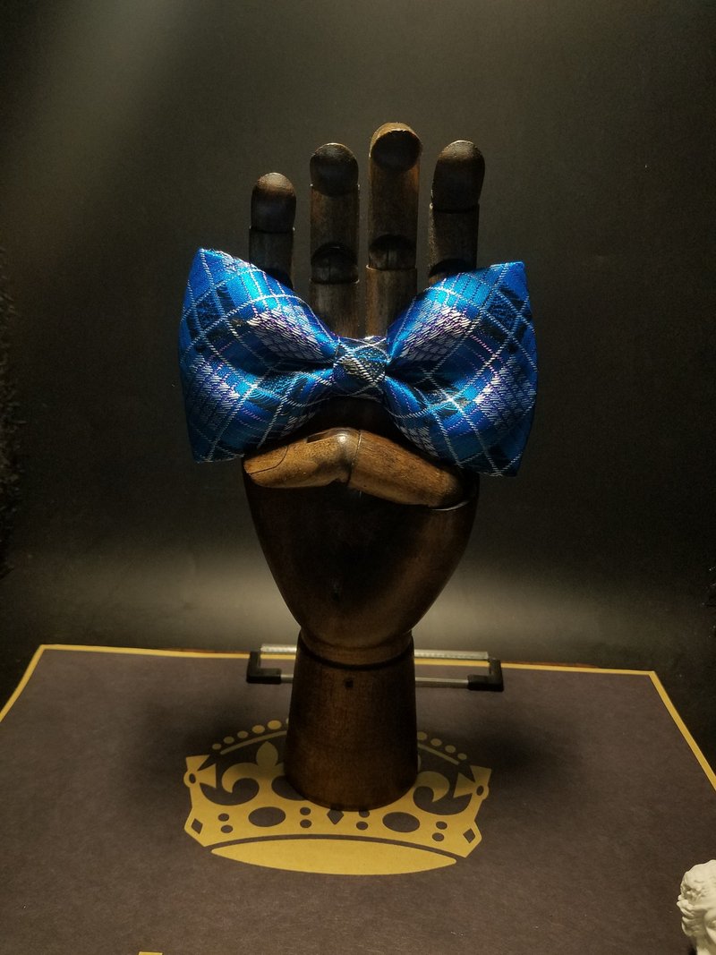 宝蓝格子领结复古情怀蝴蝶结 - 领带/领带夹 - 丝．绢 多色