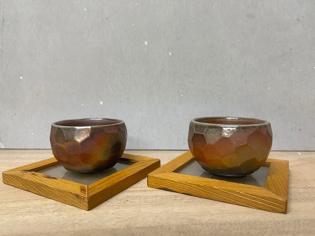 柴烧手工切面对杯 / 刘孟函 - 其他杯子 - 陶 金色