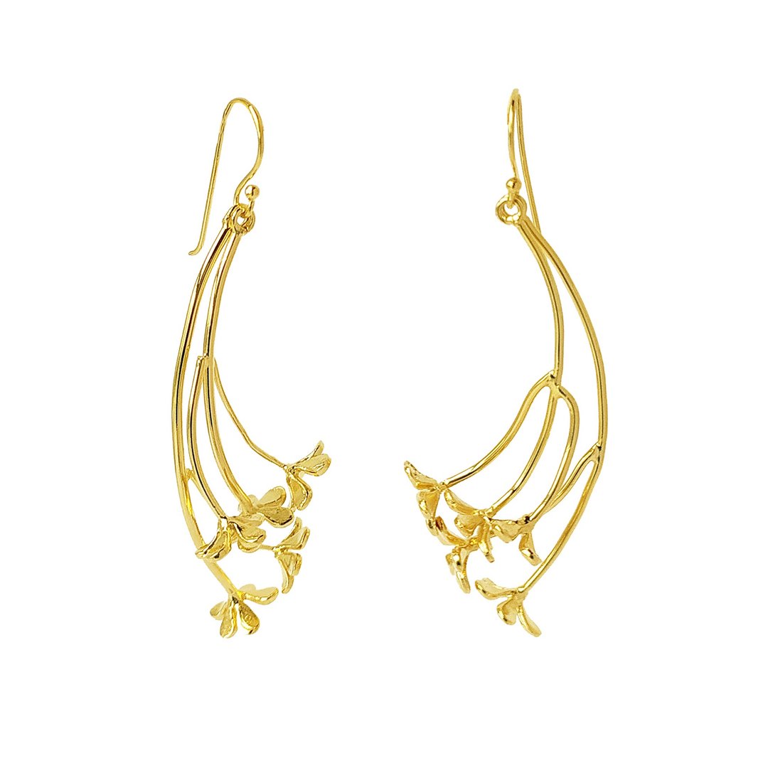 Flower Drop Earrings, Flower Dangle Earrings,  Floral Earrings - 耳环/耳夹 - 其他金属 