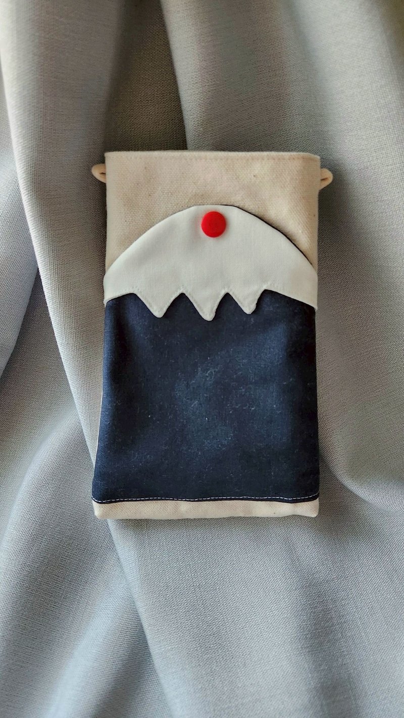 深蓝富士山手机袋背面无拉链款 - 侧背包/斜挎包 - 棉．麻 