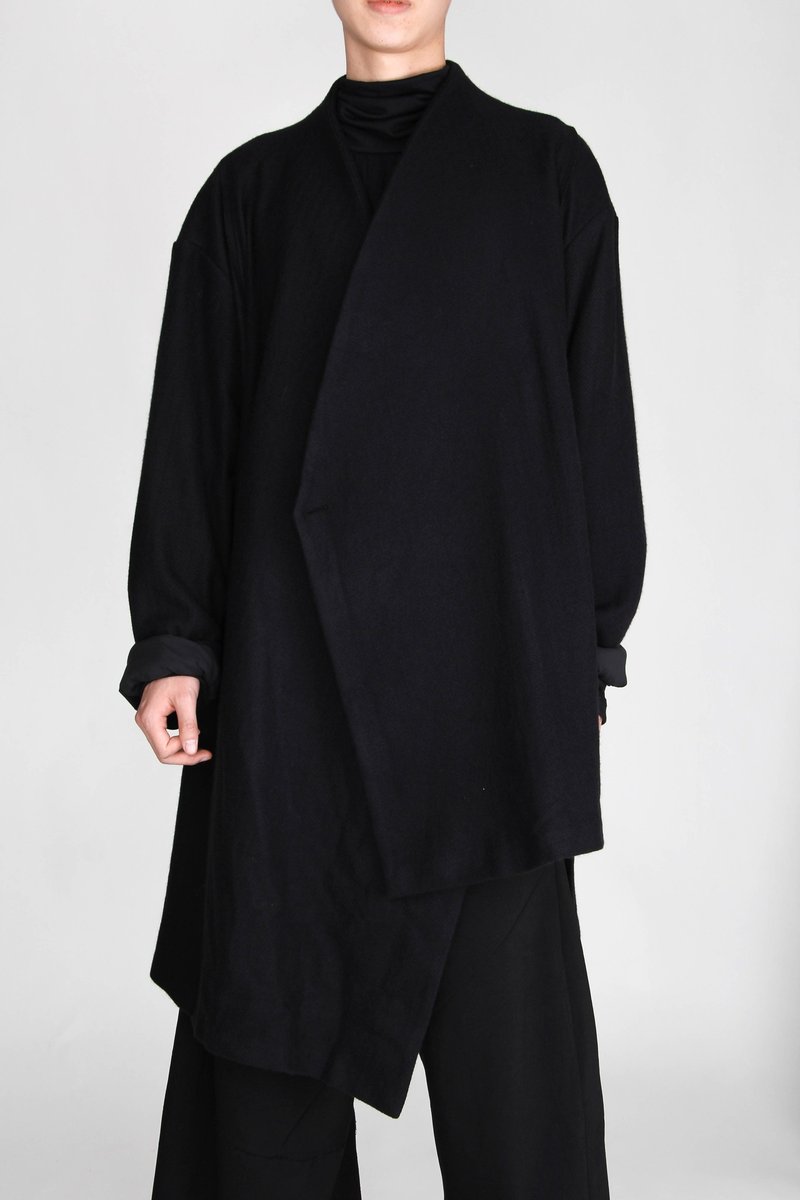 和式大衣 Wyn - 男装外套 - 羊毛 黑色