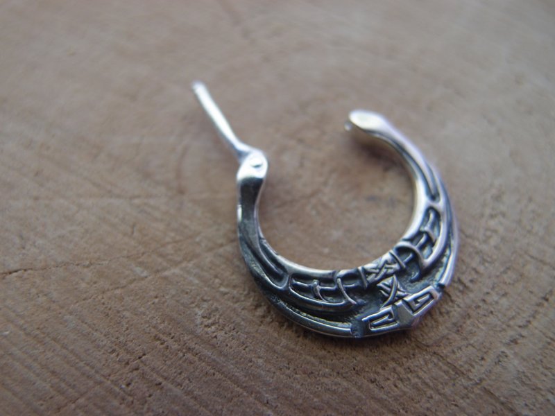 索尔之锤 男款鼻中膈环 维京风格鼻环 - 耳环/耳夹 - 纯银 银色