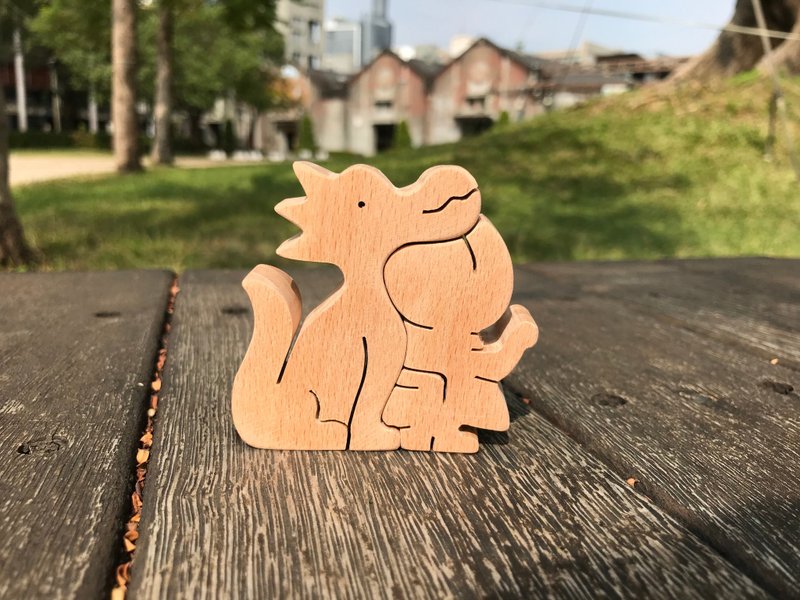 大野狼和小红帽。手工小木作 - 摆饰 - 木头 