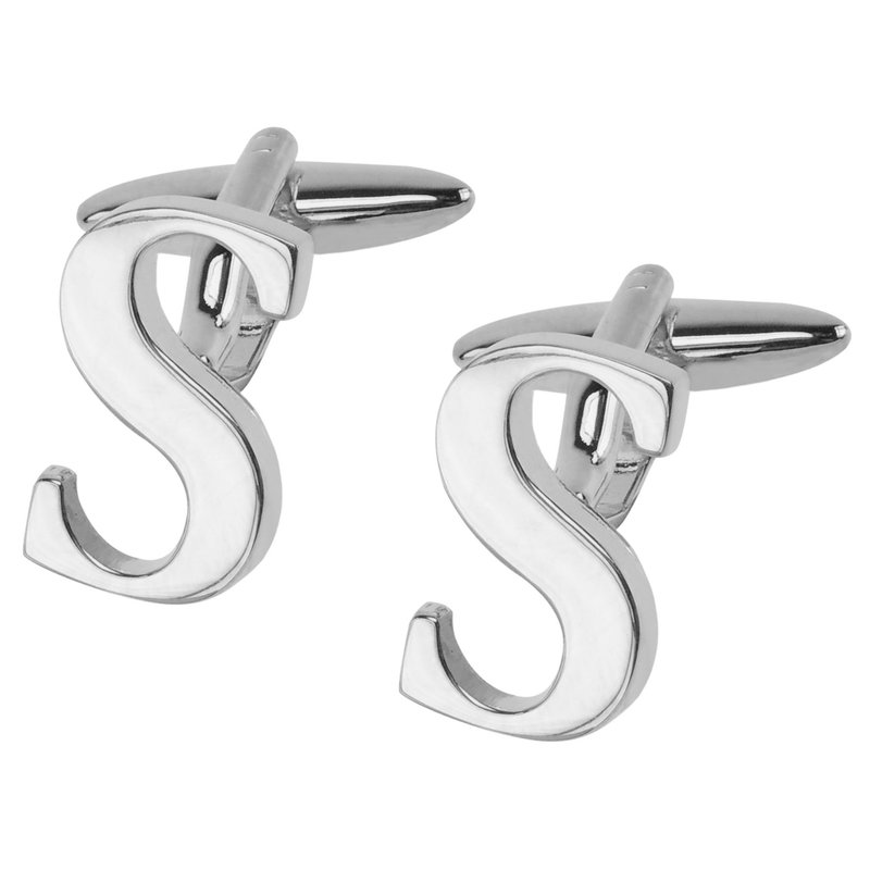 银色字母S袖扣 - 袖扣 - 其他金属 银色