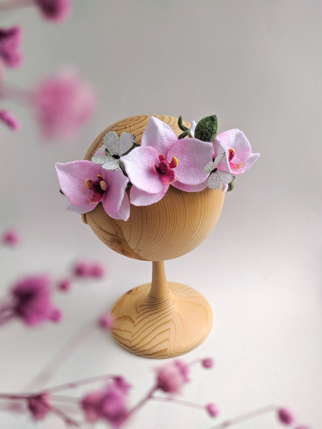 Flower headband, baby girl headband, girl hair accessories,flower wreath, orchid - 婴儿饰品 - 其他材质 粉红色