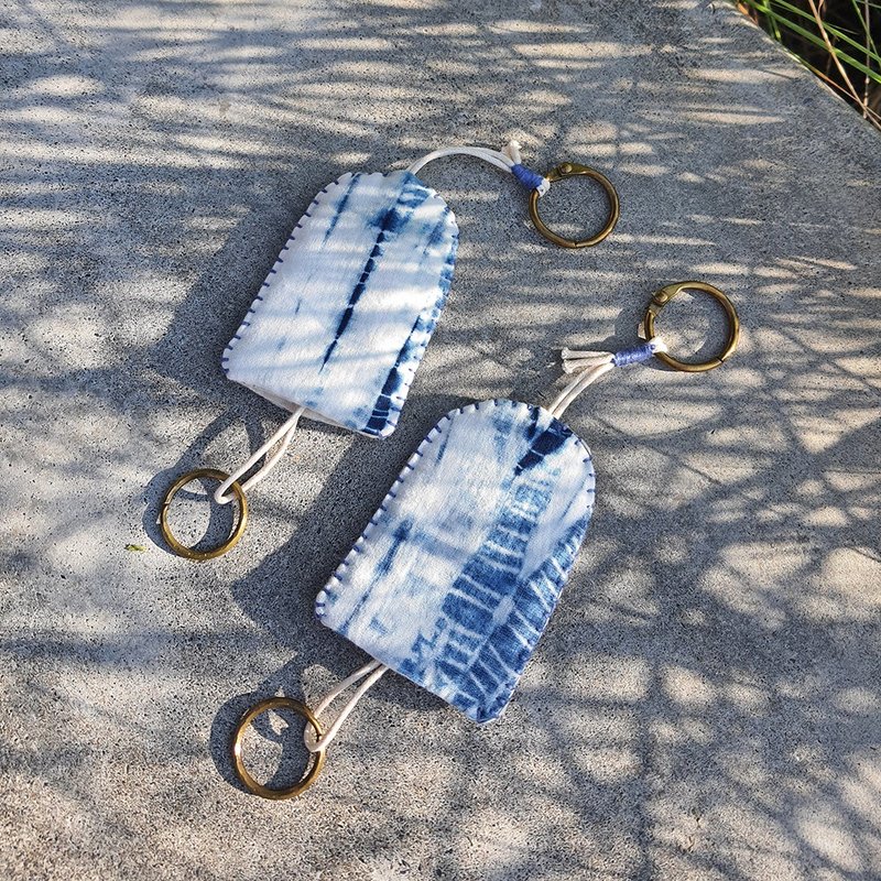 蓝染 回家真好钥匙包 - 钥匙链/钥匙包 - 棉．麻 蓝色