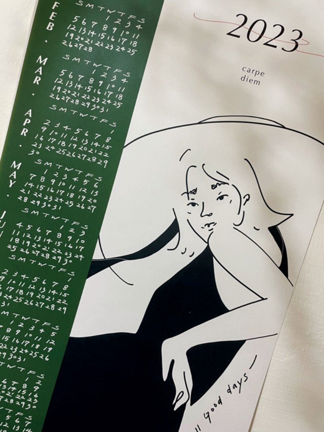2023 calendar - carpe diem  年历海报 - 海报/装饰画/版画 - 纸 绿色