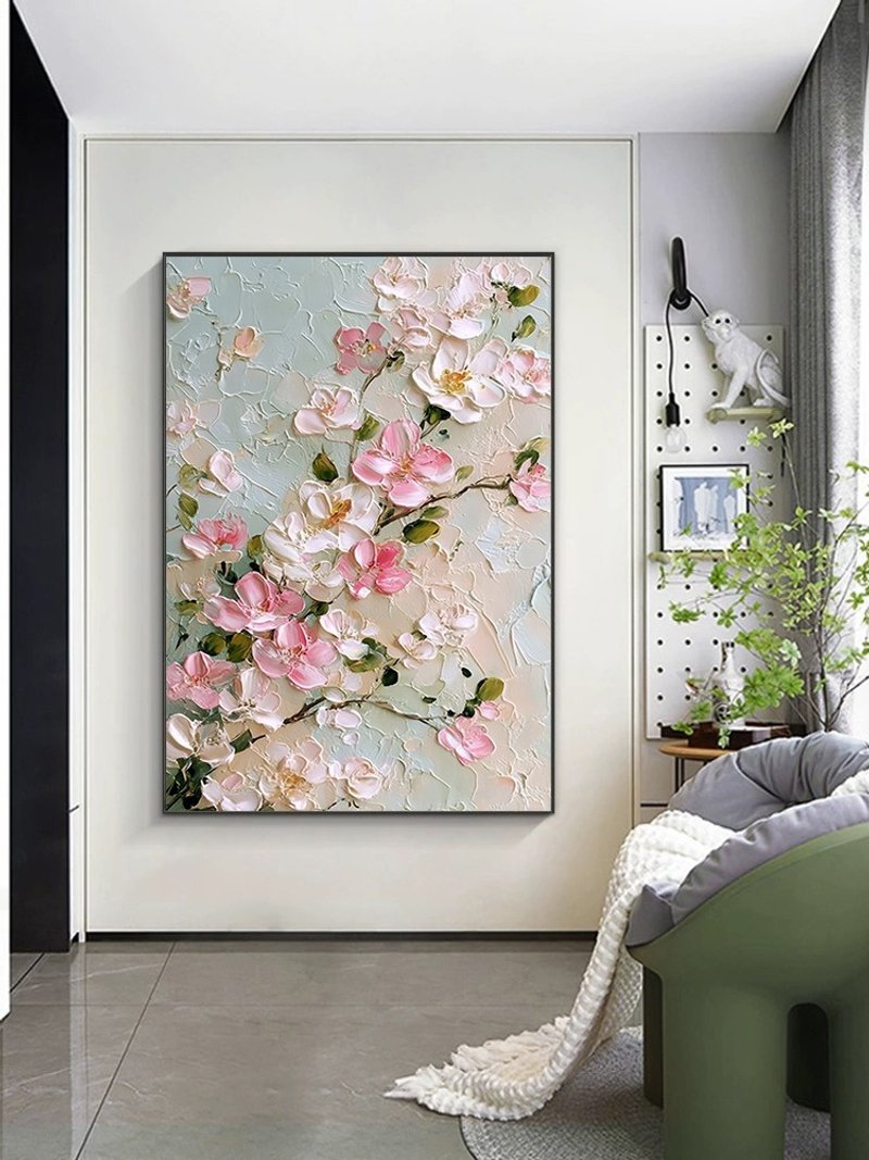 樱花 手绘油画/抽象/原创商品/装饰画/挂画/客厅/走廊/玄关挂画 - 海报/装饰画/版画 - 亚麻 多色