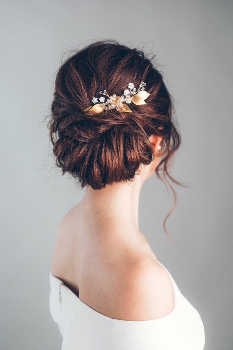 Little Janice - 施华洛世奇水晶珍珠小发梳 - 发饰 - 其他金属 金色