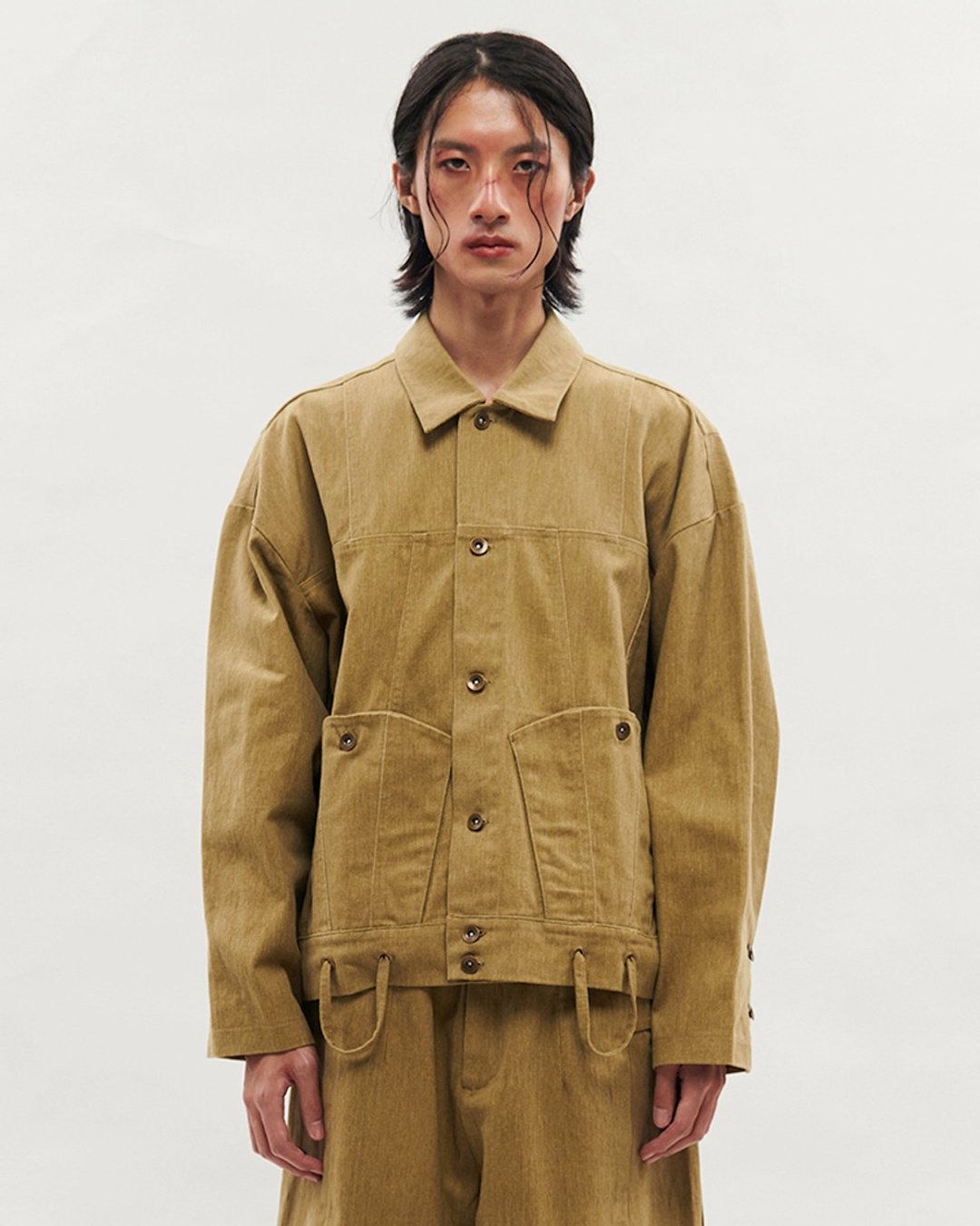 Denim Jacket - 男装外套 - 棉 卡其色