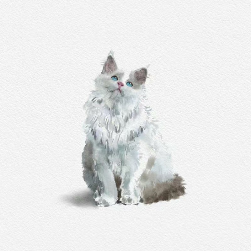 【定制化】似颜绘 简约水彩 宠物/人像画 定制画像 纪念礼物 - 电子手绘真人画像/绘画/插画 - 其他材质 