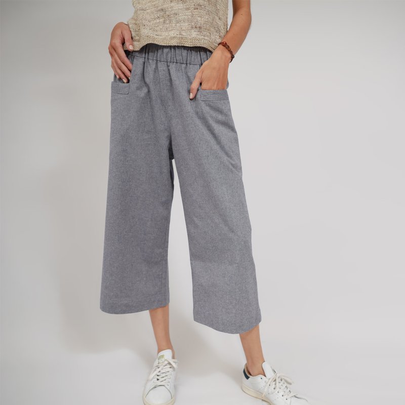 男女通用裤子，女式棉裤，棉裤，夏裤，狮子座，灰色 - 中性裤装 - 棉．麻 灰色