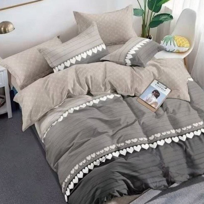 低调心心 台湾制 舒柔棉 单人/双人/加大 薄床包被套组 - 寝具 - 其他材质 
