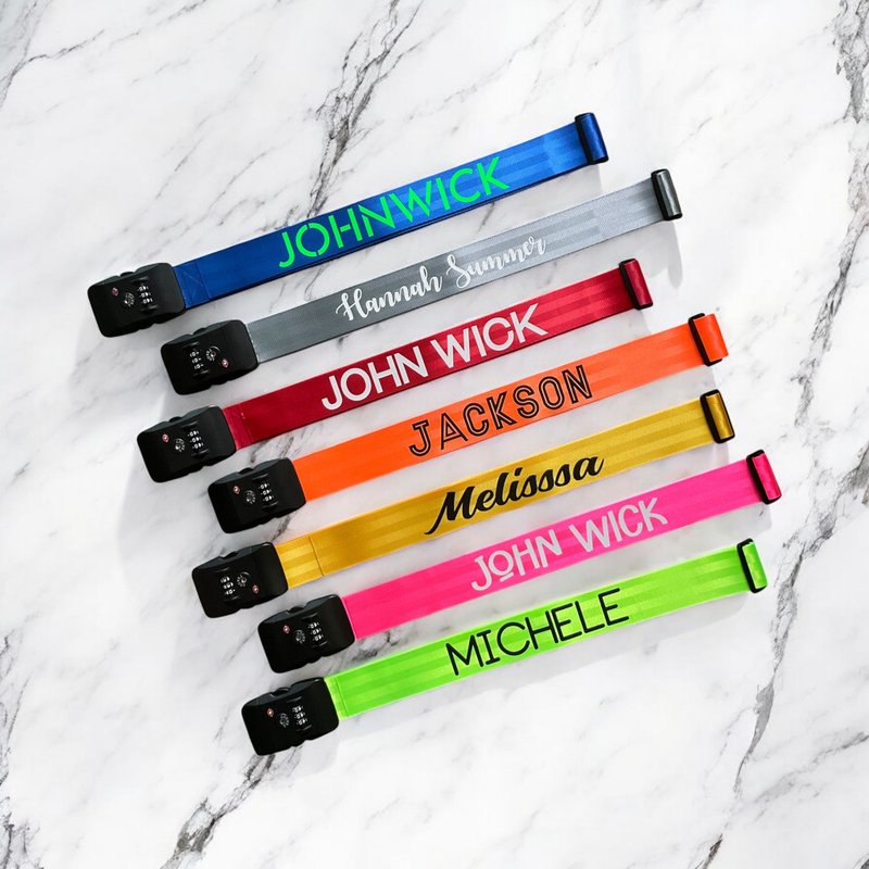 Personalised Luggage strap with 3 Digit TSA Approved Lock, TSA Belt Luggage Stra - 行李箱/行李箱保护套 - 尼龙 多色