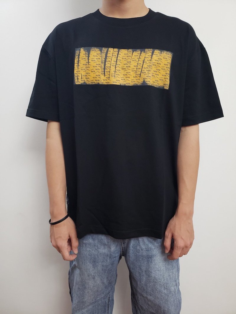 原創 Nothing系列 Oversize落肩T恤 情侶款 - 男装上衣/T 恤 - 棉．麻 黑色