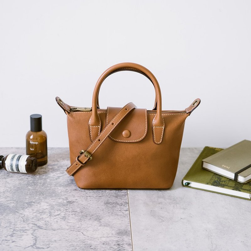 真皮手提侧背小包 22364 棕 - 侧背包/斜挎包 - 真皮 橘色