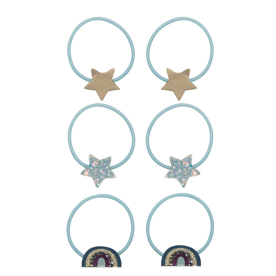 英国Mimi & Lula AW23_摇滚齐格-彩虹星星发束6入 - 婴儿饰品 - 聚酯纤维 