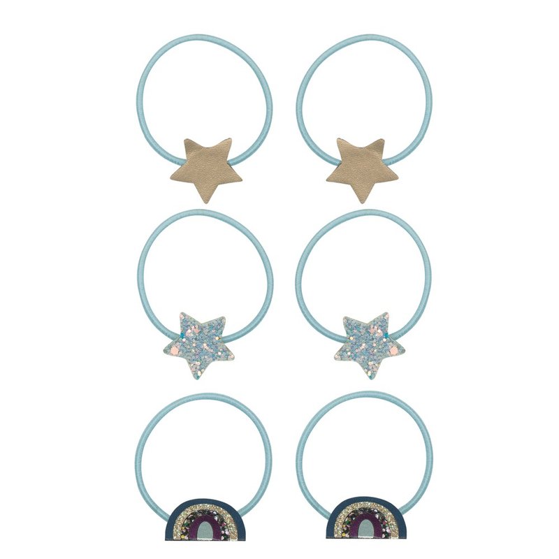英国Mimi & Lula AW23_摇滚齐格-彩虹星星发束6入 - 婴儿饰品 - 聚酯纤维 