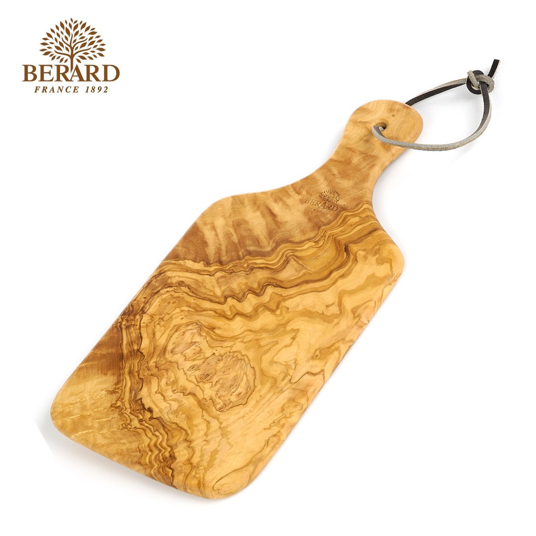 法国Berard 毕昂原木食具 手工橄榄木带手柄砧板/餐盘 29 x 14cm - 托盘/砧板 - 木头 咖啡色