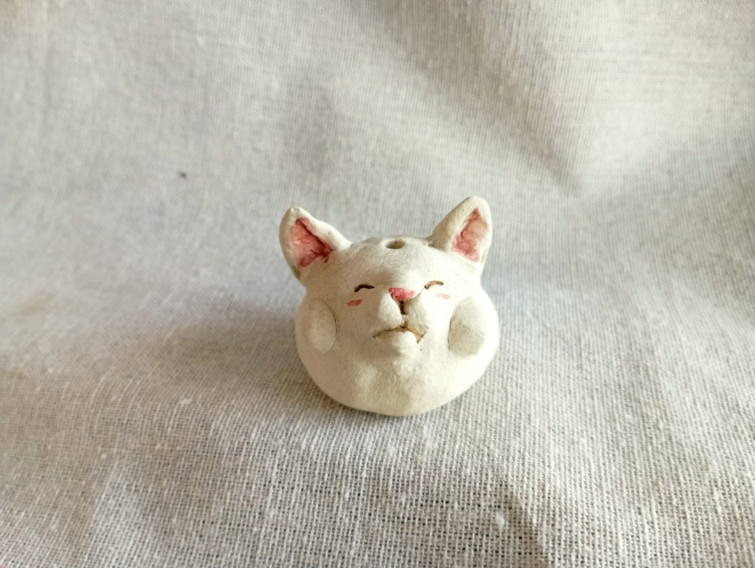 手捏陶猫花器 居家摆饰 办公室疗愈小物 - 摆饰 - 陶 
