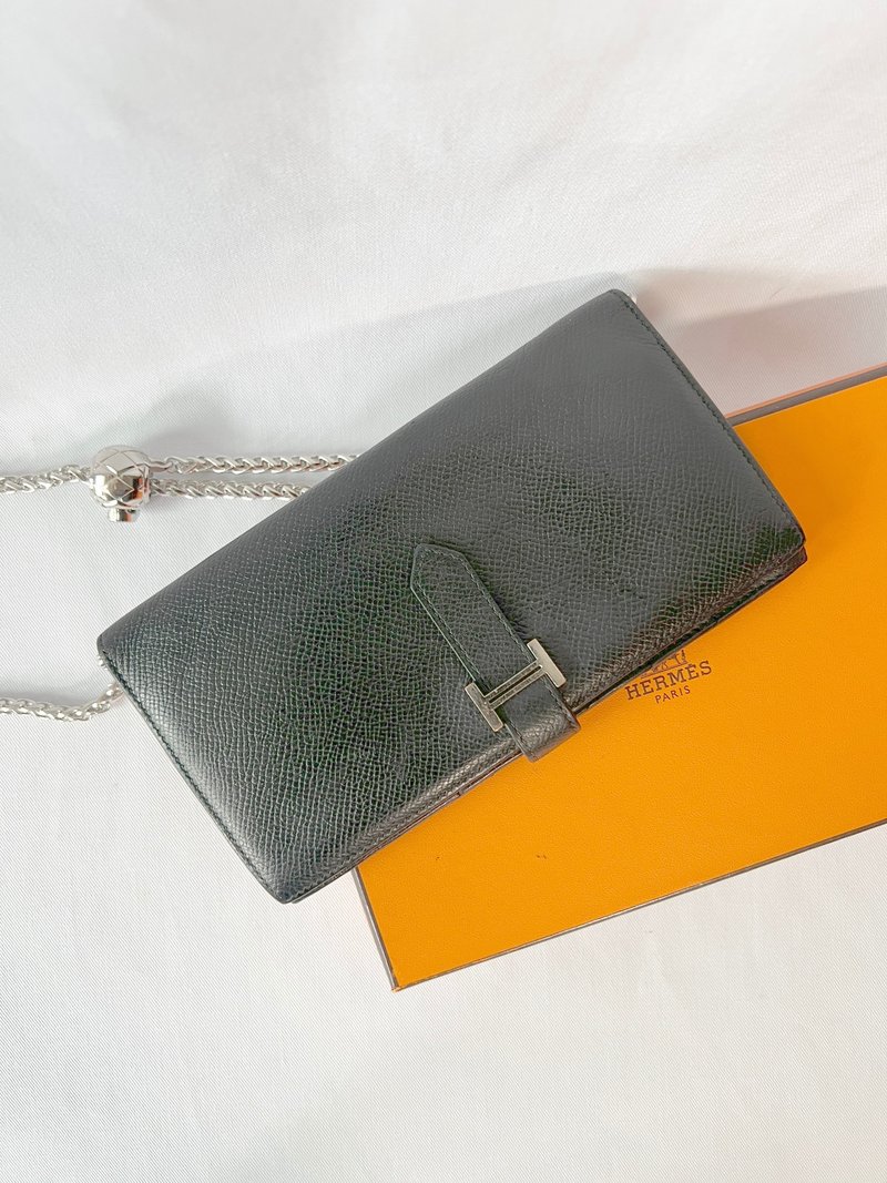 HERMES Bearn Wallet 爱马仕牛皮金刚色黑银扣长夹 连原装橙盒 - 皮夹/钱包 - 真皮 黑色