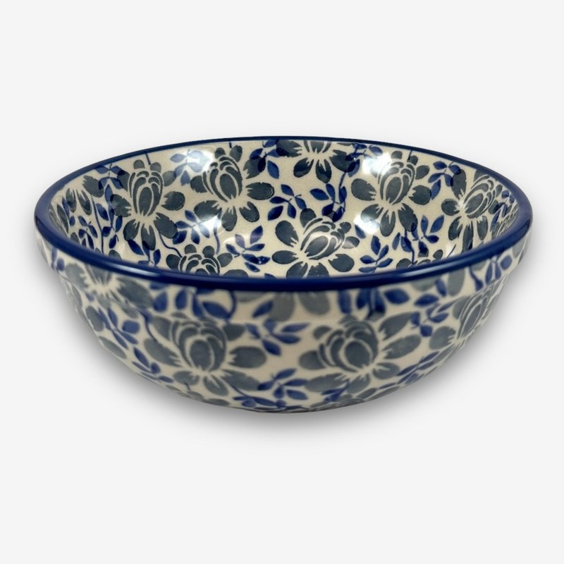 波兰手绘手工陶-饭碗 15cm 一抹蓝彩系列 设计师款 - 碗 - 陶 蓝色