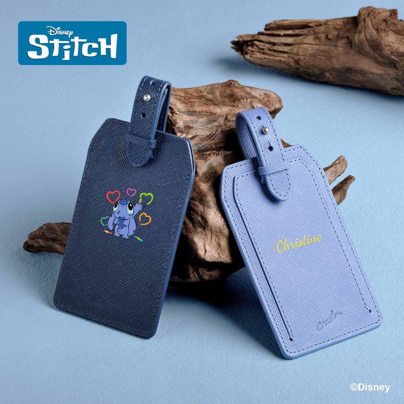 史迪仔  Stitch 限量版 定制化刻字 皮革行李牌 (4色) - 行李吊牌 - 真皮 蓝色