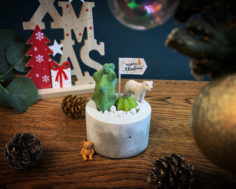 【24h出货.超夯疗愈系生日礼物】肉肉蛋糕盆 送动物 - 植栽/盆栽 - 水泥 灰色