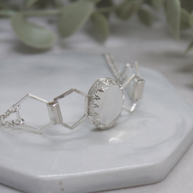 透明蜂巢-水沫玉纯银手环 - 手链/手环 - 纯银 银色