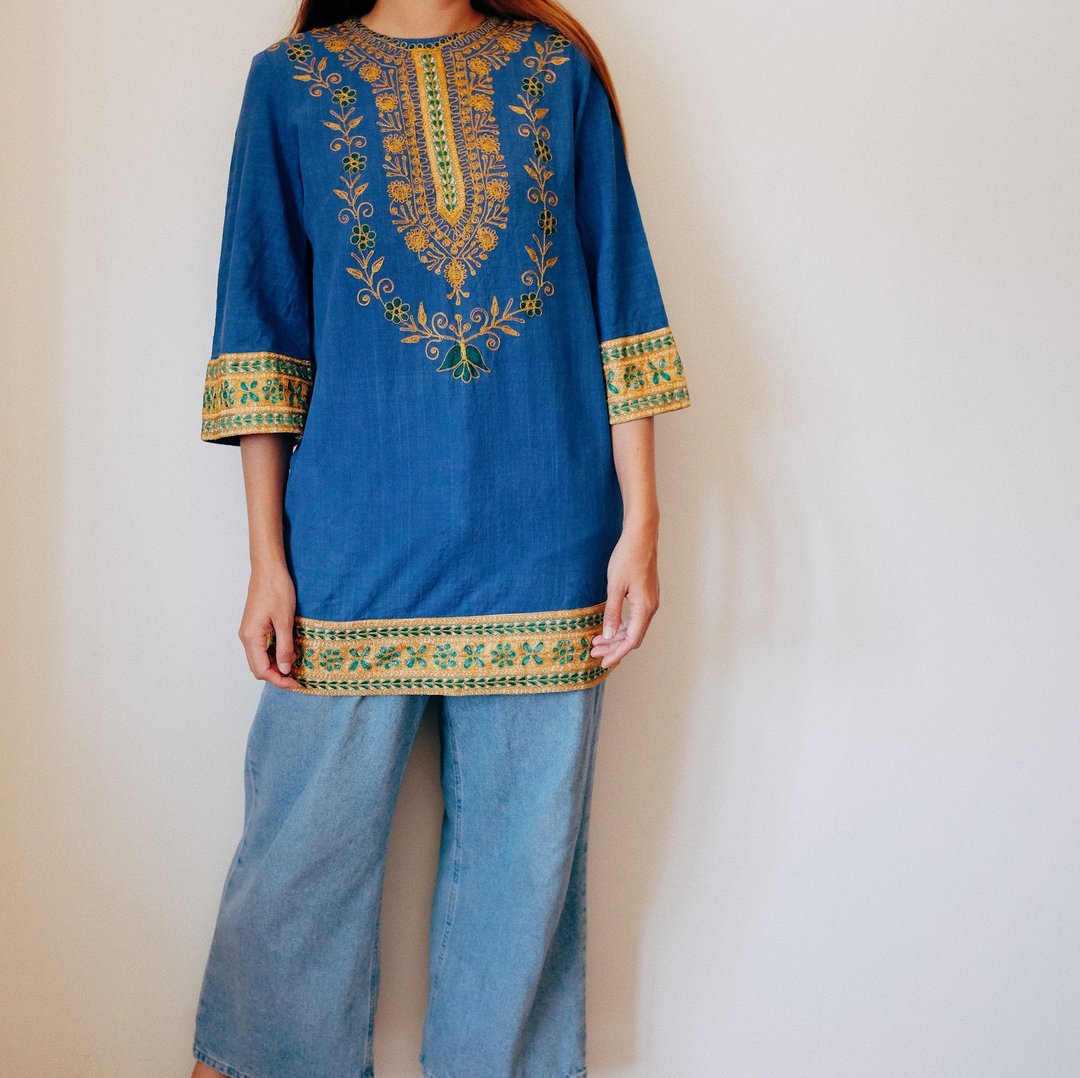 Vintage Pakistan shirt 70s 巴基斯坦刺绣衣 - 女装上衣 - 棉 