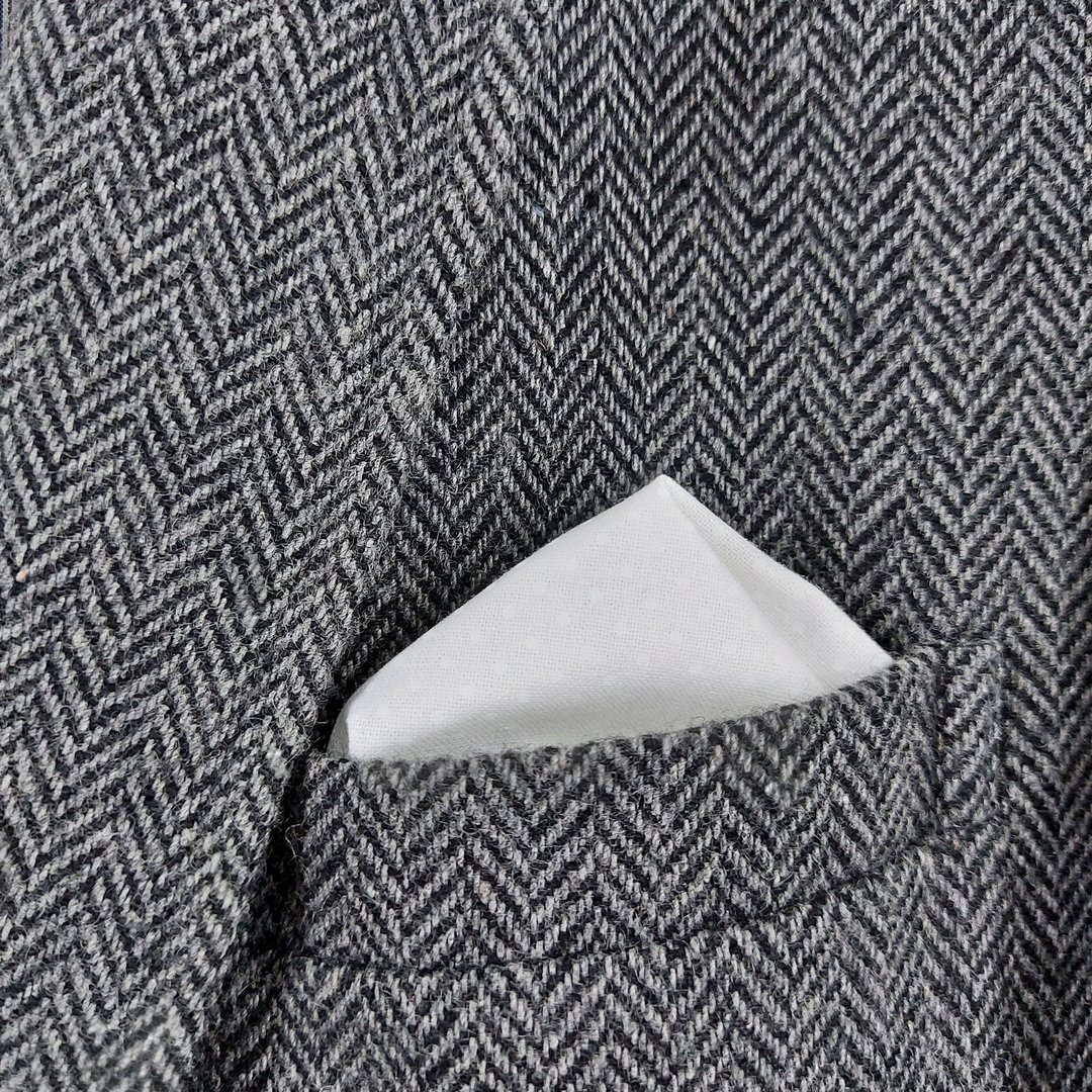 Pocket Square - White Polka Dot - 手帕/方巾 - 棉 白色