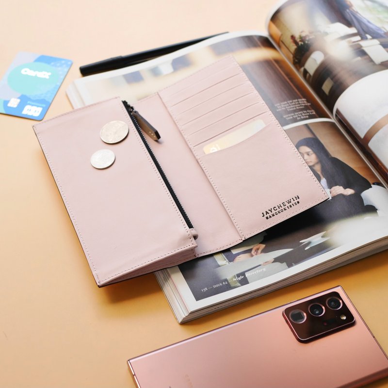 女皮夹 Long Flat Wallet / 樱花粉色 Sakura Pink 包包 钱包 - 皮夹/钱包 - 真皮 粉红色