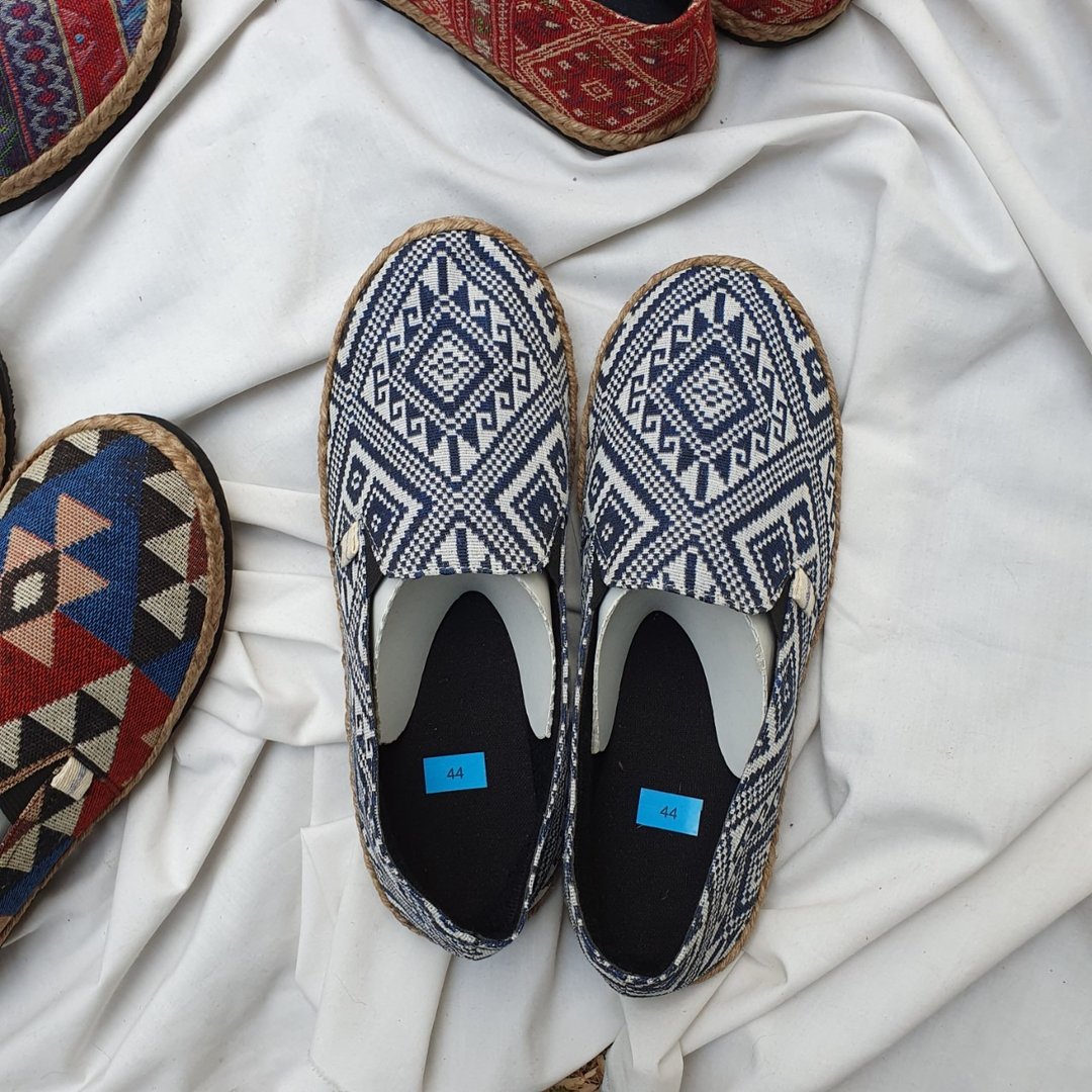 Kung fu  shoes cotton frabric navy blue - 女款休闲鞋 - 棉 蓝色