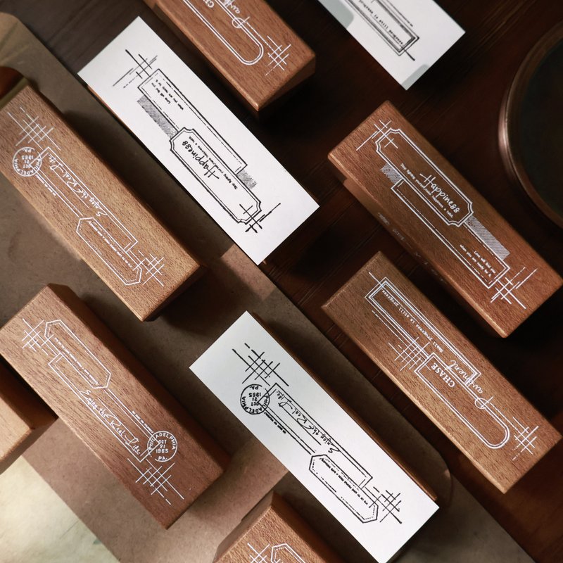 壹洱文創第15期打底【基礎線條印章】沙比利打底手賬印章紅橡膠 - 印章/印台 - 其他材质 