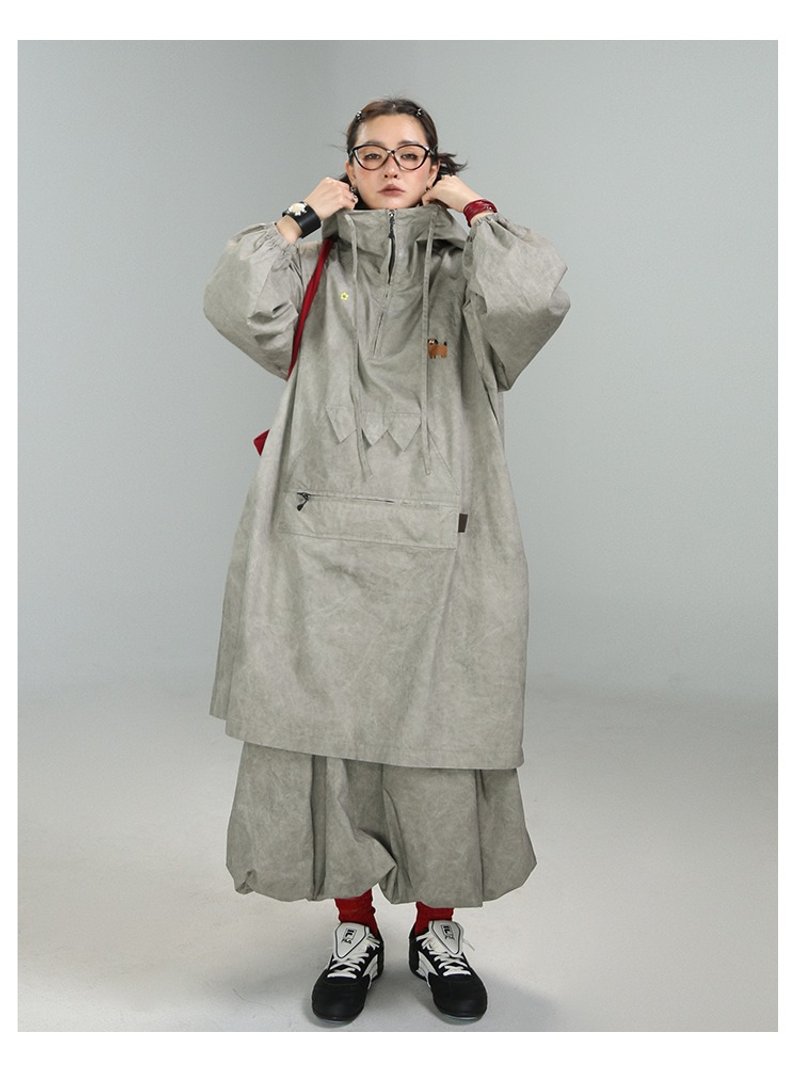 脏脏做旧风衣女中长款连帽外套 - 女装休闲/机能外套 - 棉．麻 
