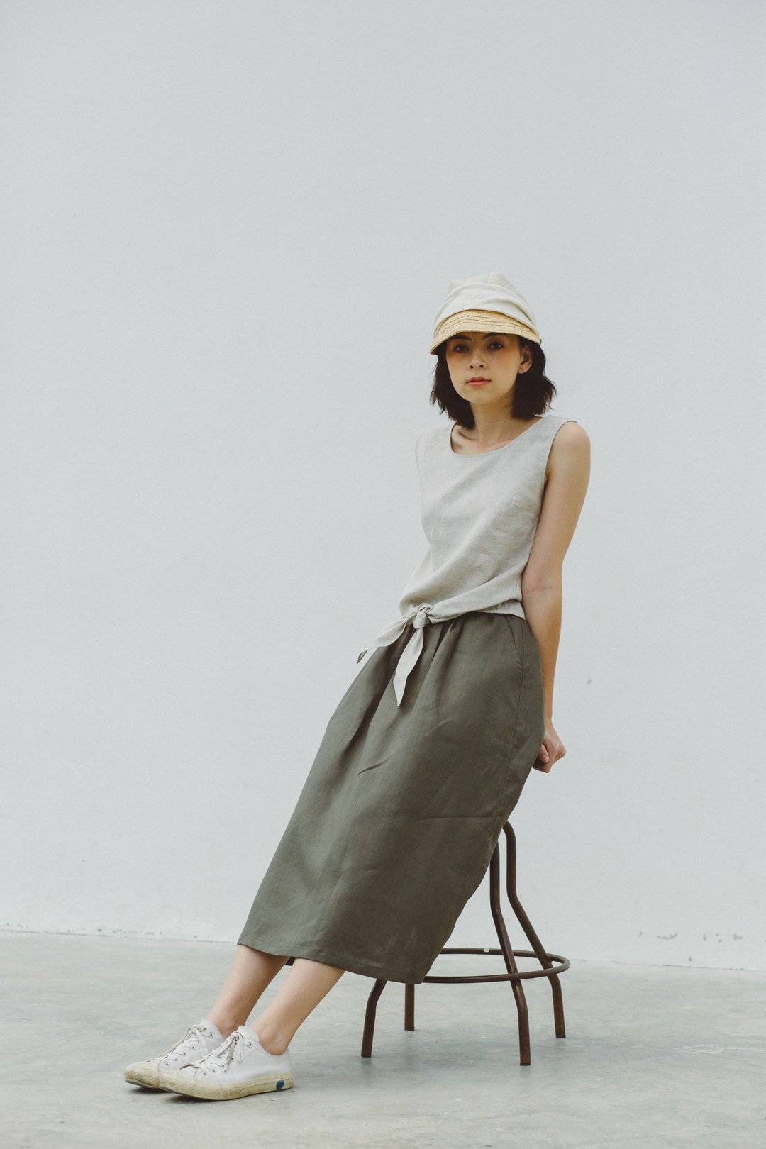 Basic Skirt in Olive - 裙子 - 棉 绿色