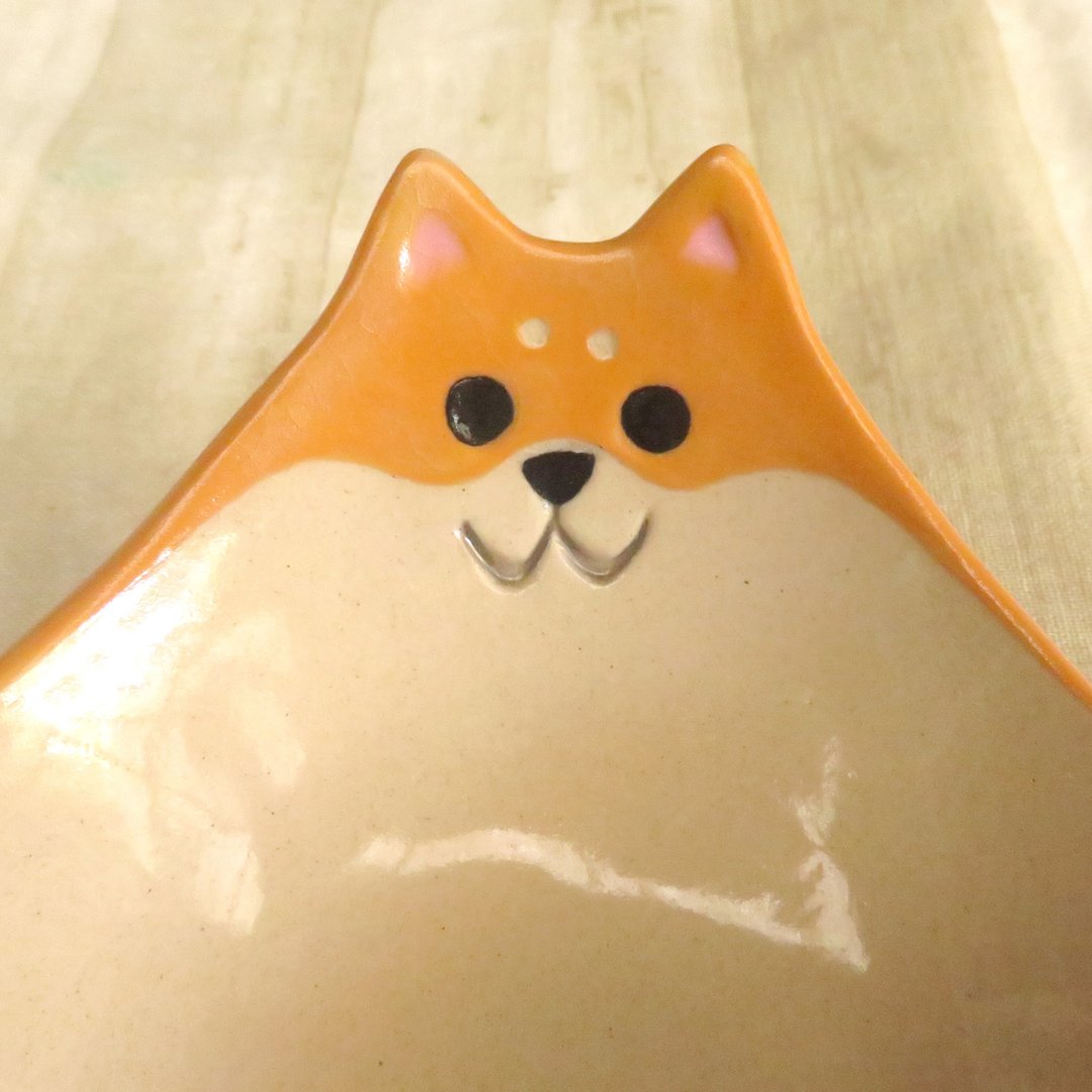 DoDo手作 动物造型碗-柴犬浅碗 - 碗 - 陶 黄色