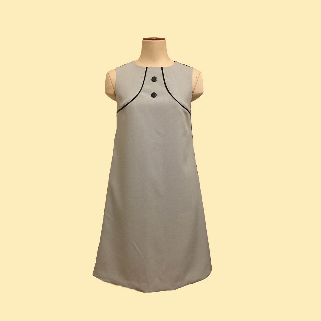retro one-piece dress christiane2 - 洋装/连衣裙 - 聚酯纤维 灰色