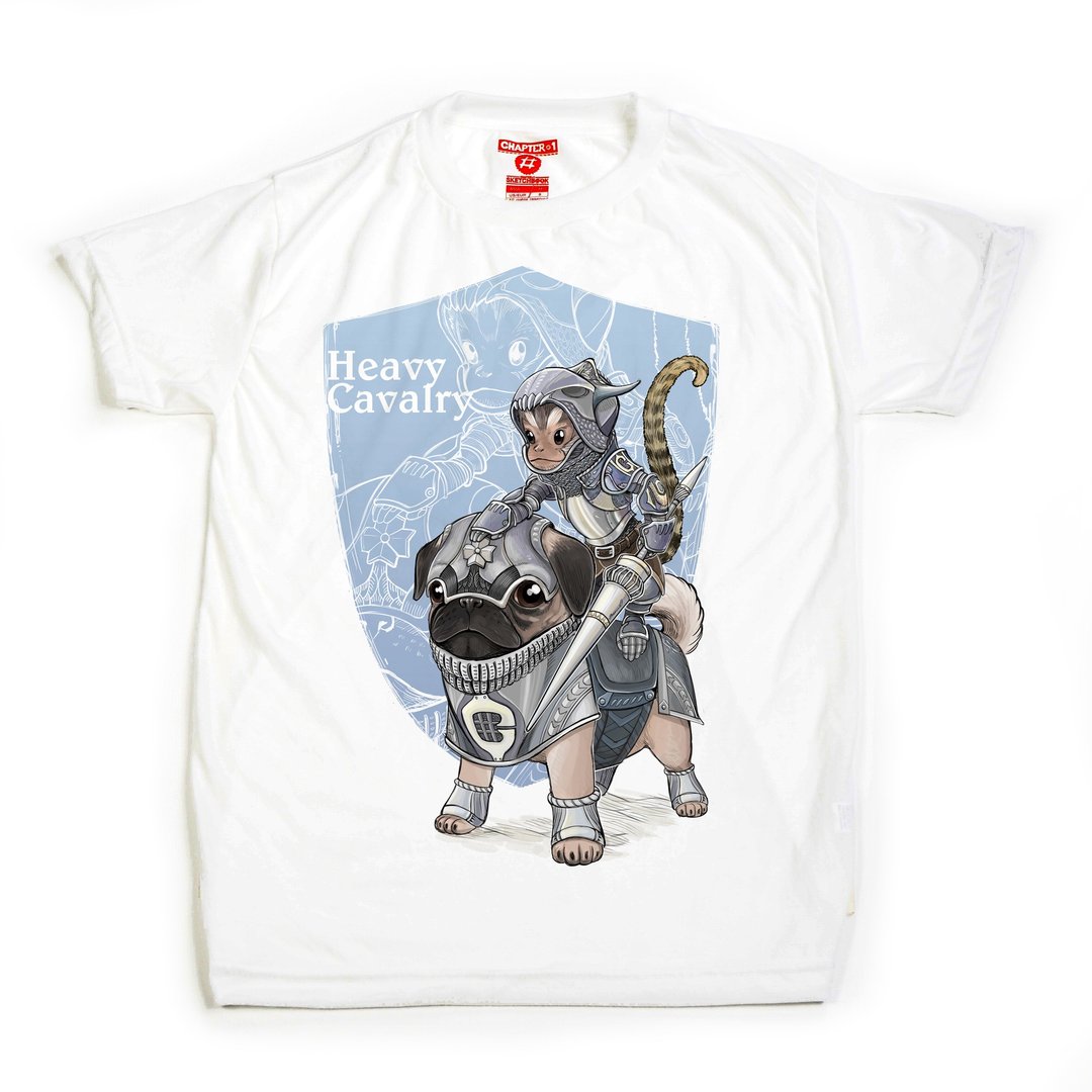 T-shirt 猴子骑狗 - 男装上衣/T 恤 - 棉 白色