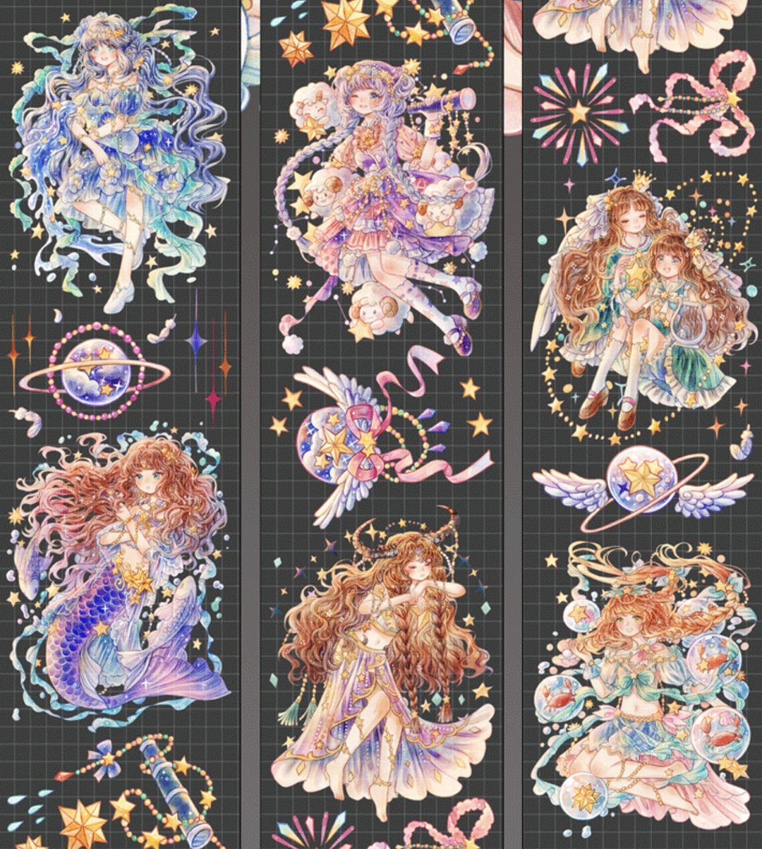星座物語(I) PET 紙膠帶 銀河沙 10米卷 - 纸胶带 - 其他材质 多色