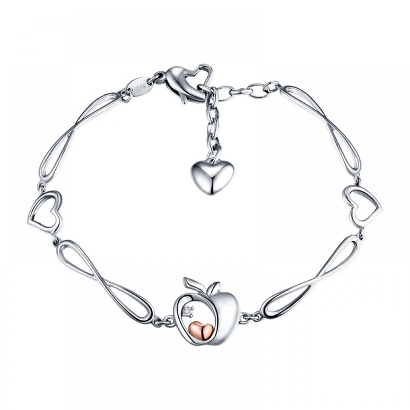 晶苹果 钻石14K金钻石白钢 女用手链(免费刻字) - 手链/手环 - 钻石 银色