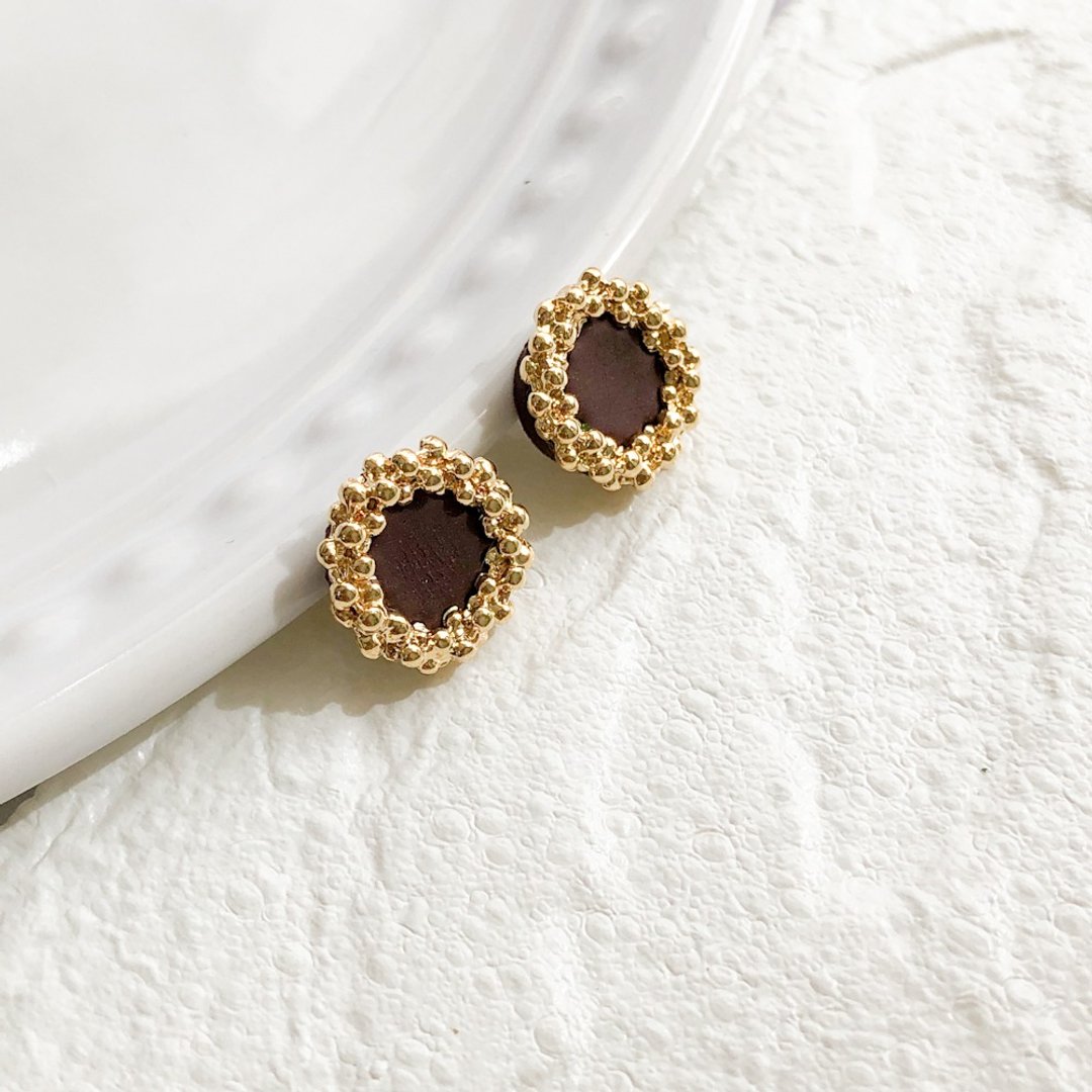 Nativity/Christmas/clay/ Brown grain earrings/clay/brown - 耳环/耳夹 - 粘土 咖啡色