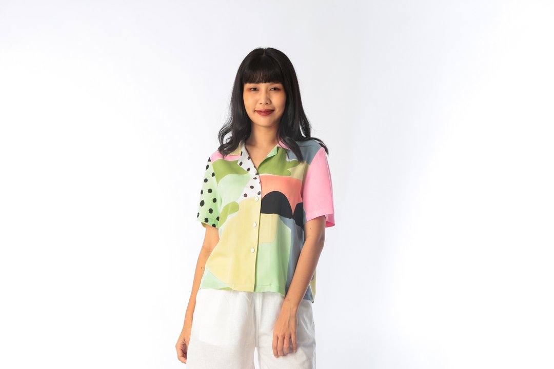 Hawaii shirt Blouse Cotton Rayon For Summer Beach Vacation - 女装上衣 - 棉 黄色