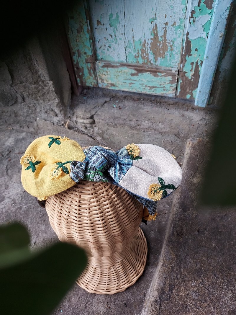 小菊们 手作 发箍 发带 - 发带/发箍 - 棉．麻 黄色