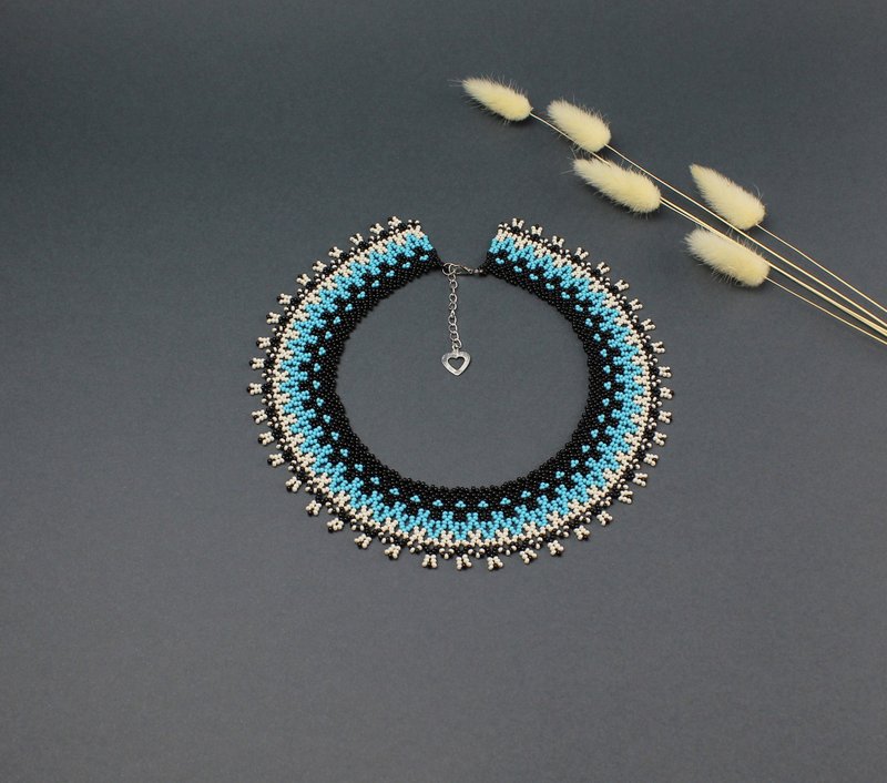 手工串珠装饰项链，献给妳 - 项链 - 玻璃 黑色