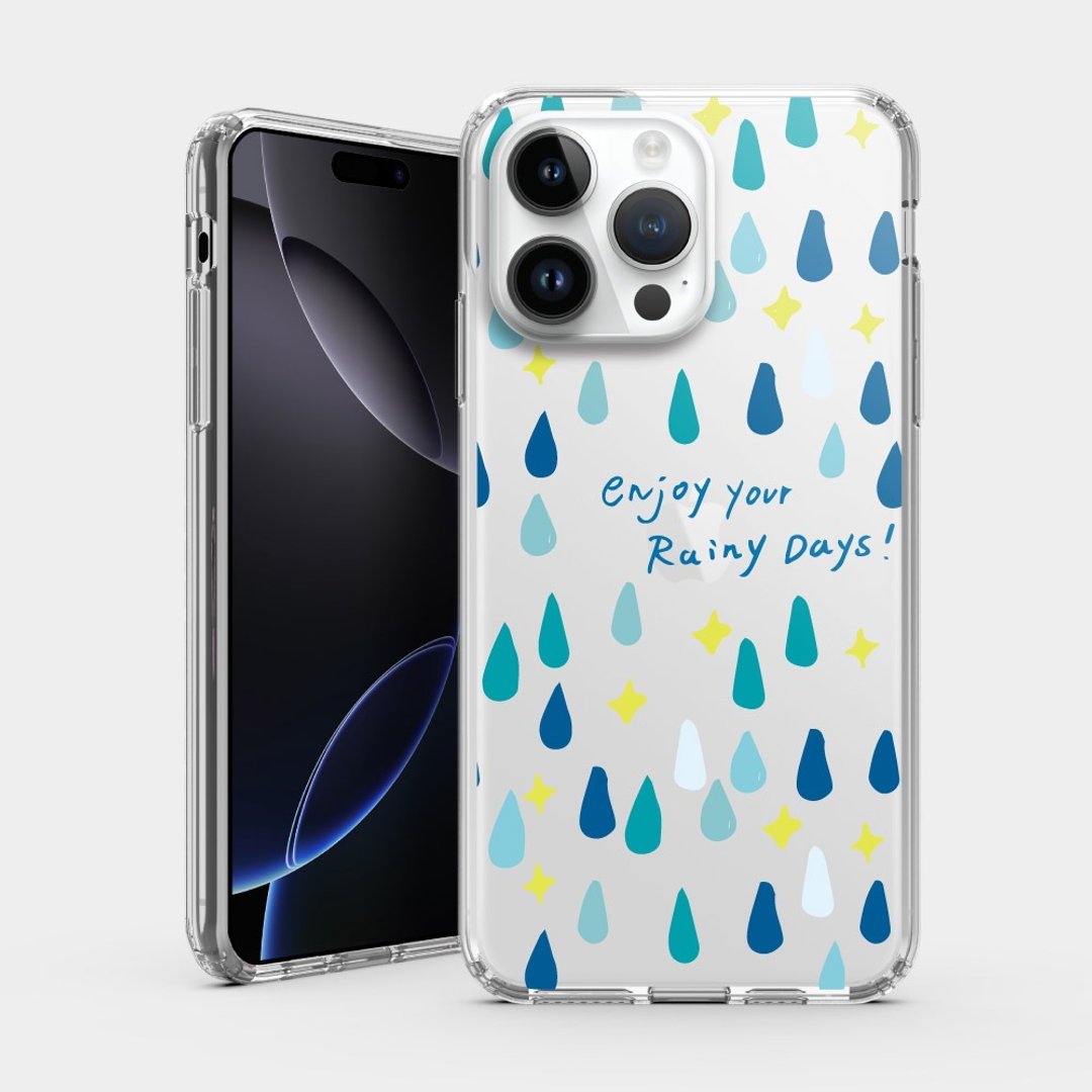 雨滴 IPHONE i16 i15 i14 i13 i12 保护壳 透明手机壳 PS294 - 手机壳/手机套 - 塑料 蓝色