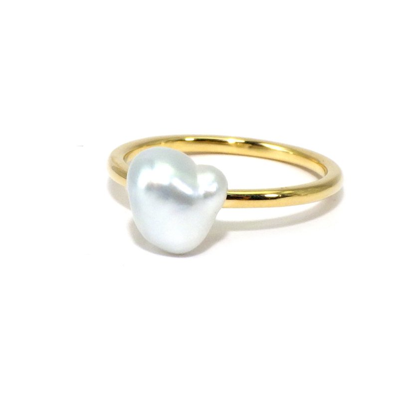 K18YG 南洋白蝶无核珍珠戒指 手套造型 KR61221 - 戒指 - 珍珠 