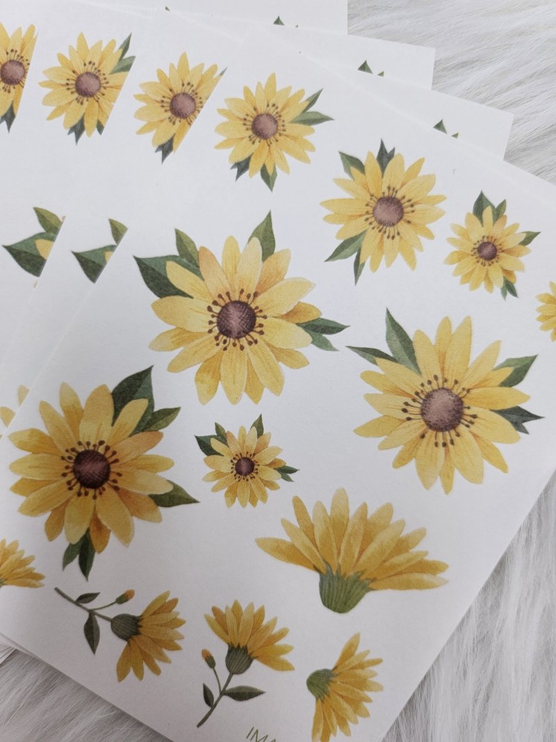 黄色夏日花卉 - 贴纸 - 纸 
