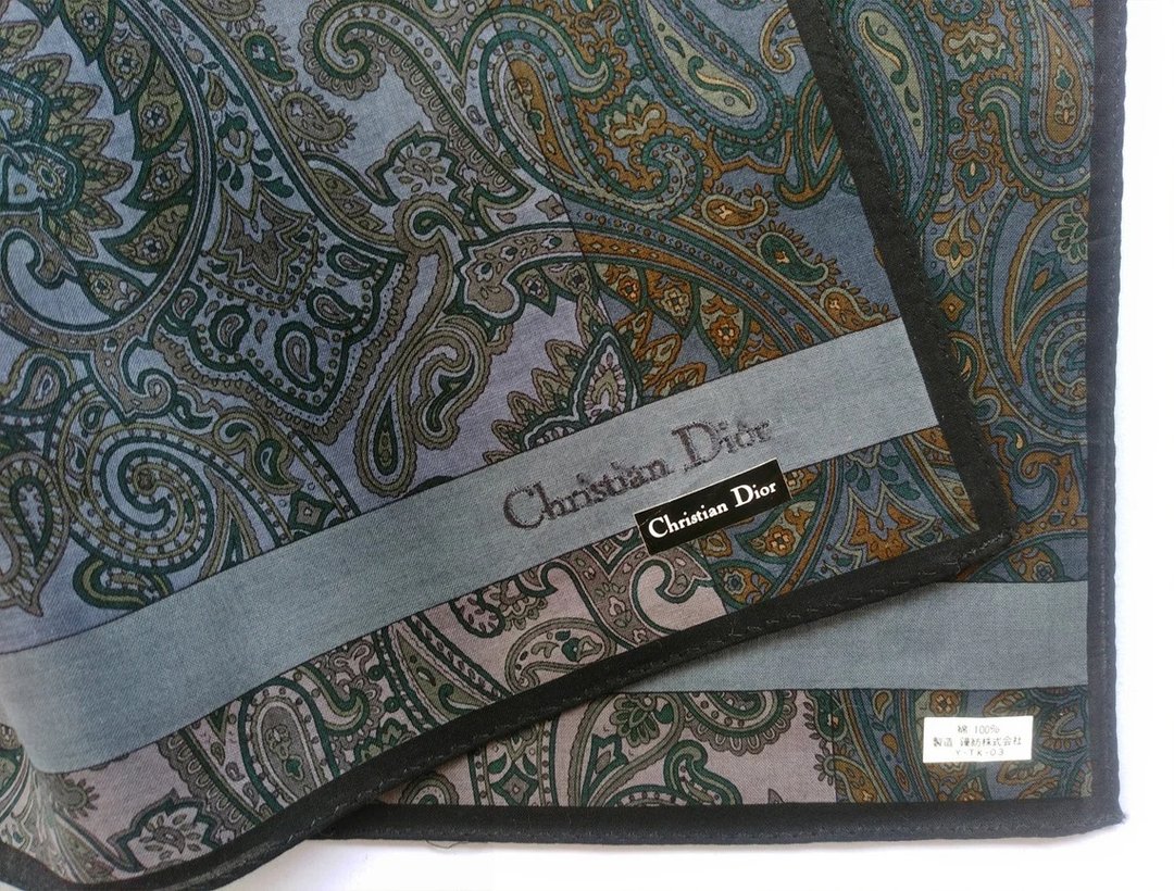 Christian Dior Vintage Women Handkerchief Paisley - 手帕/方巾 - 棉 咖啡色
