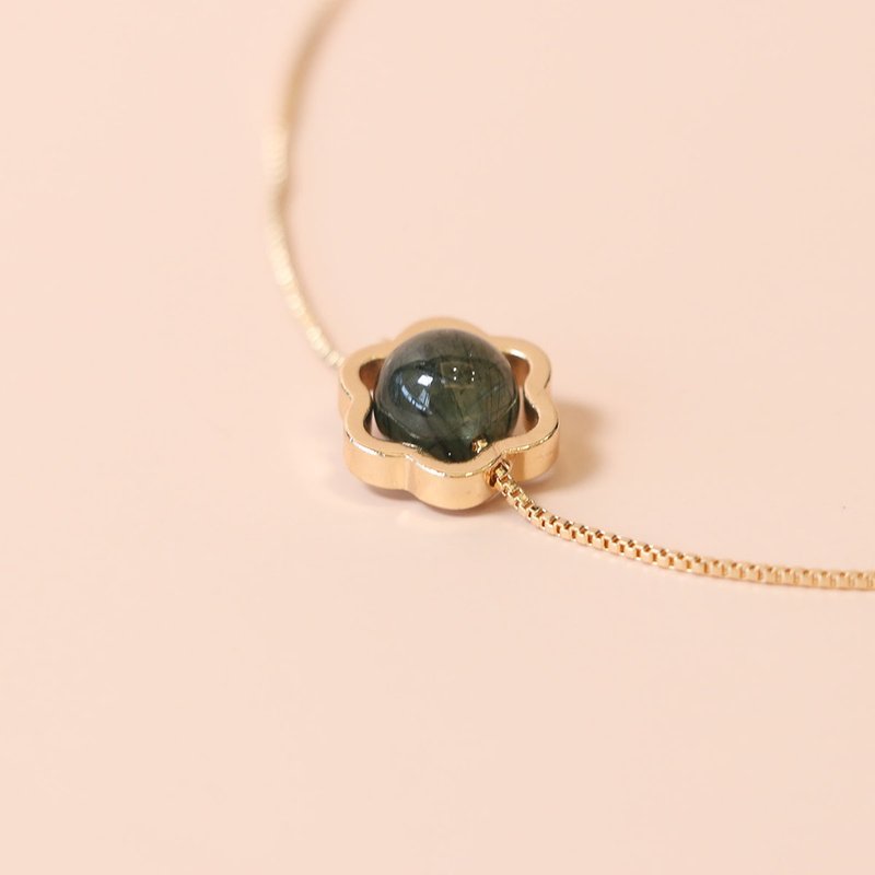 绽花·松 绿发晶 花型 颈链 项链 - 项链 - 水晶 绿色